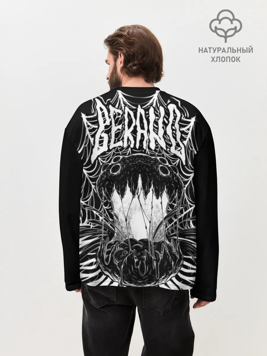 Мужской лонгслив оверсайз хлопок / GerHallowBlack