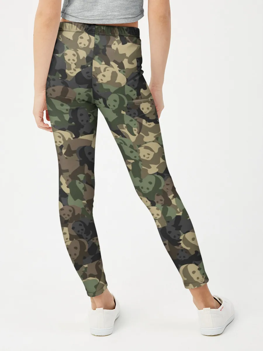 Леггинсы для девочки / Камуфляж с пандами