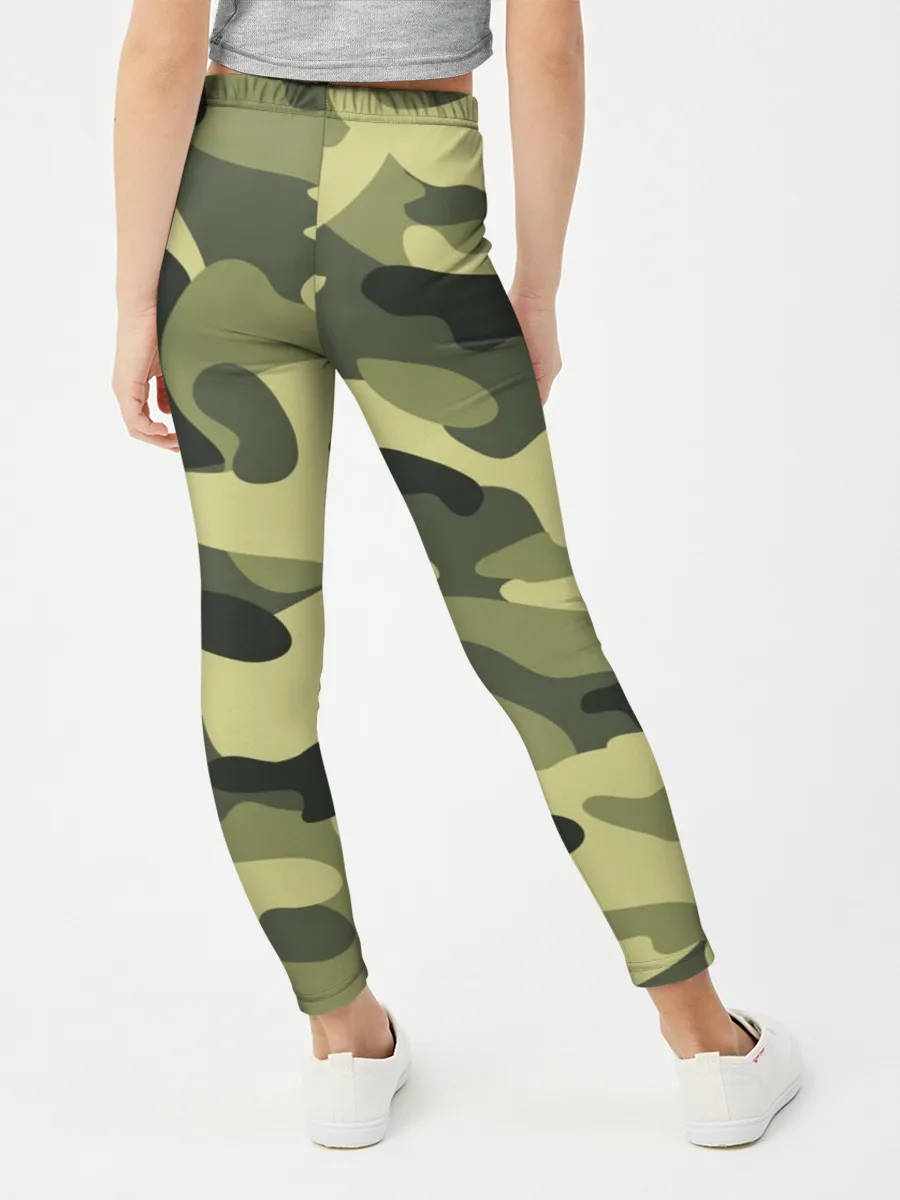 Леггинсы для девочки / Камуфляж Хаки