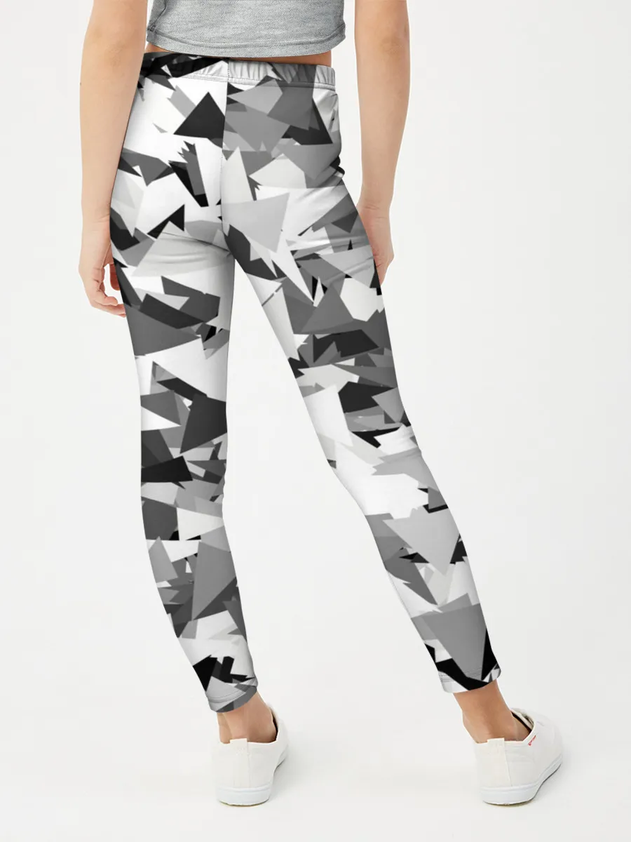 Леггинсы для девочки / Городской серый камуфляж