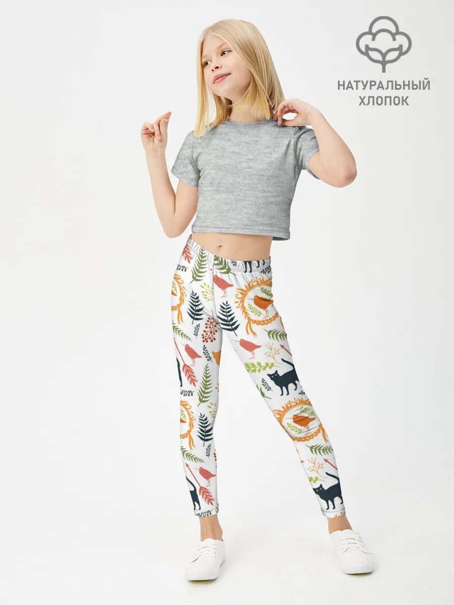 Леггинсы для девочки / О кошках и птичках