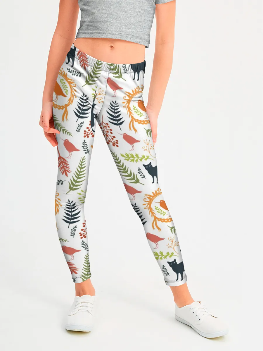 Леггинсы для девочки / О кошках и птичках