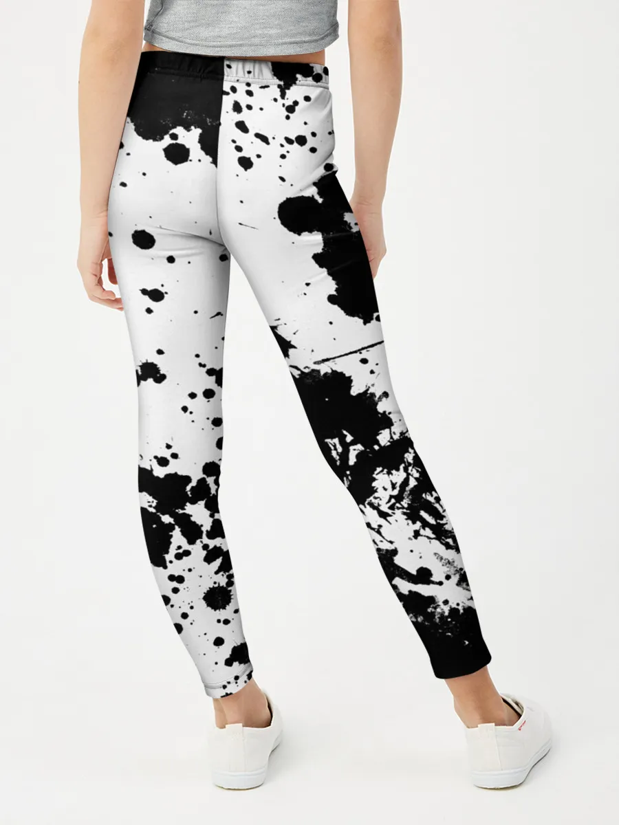 Леггинсы для девочки / Черно-белые капли