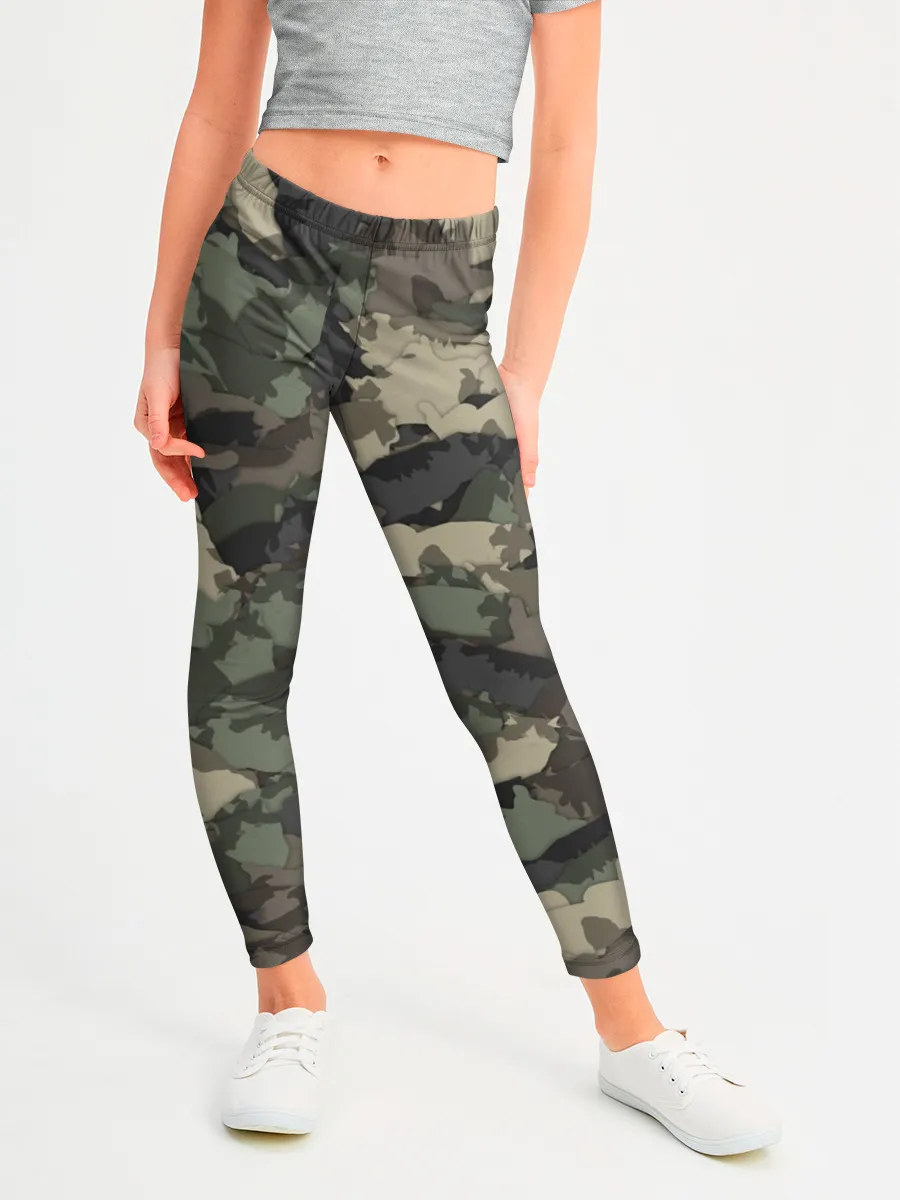 Леггинсы для девочки / Камуфляж с толстыми котами