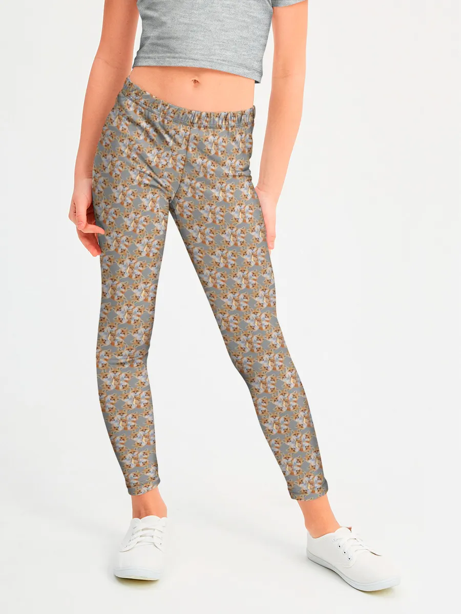 Леггинсы для девочки / Лисы узор