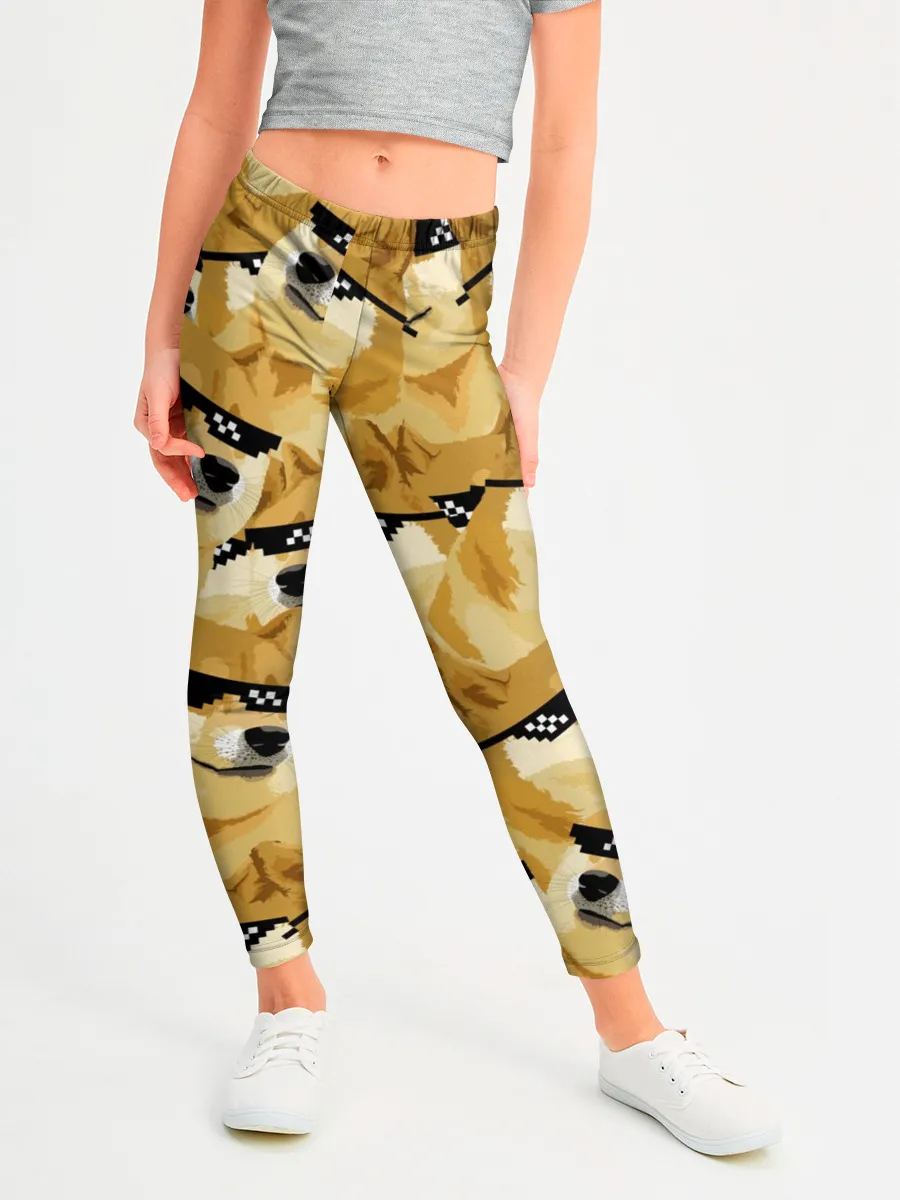 Леггинсы для девочки / Doge мем в deal with it очках
