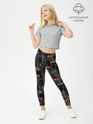 Леггинсы для девочки / Черные снеговики