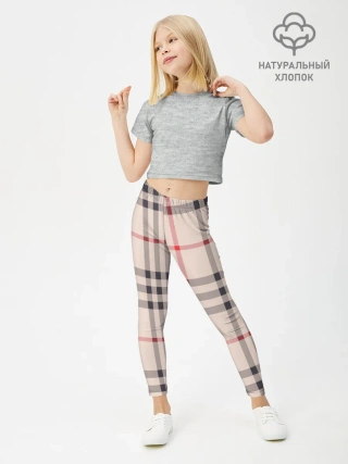 Леггинсы для девочки / Светлая клетка