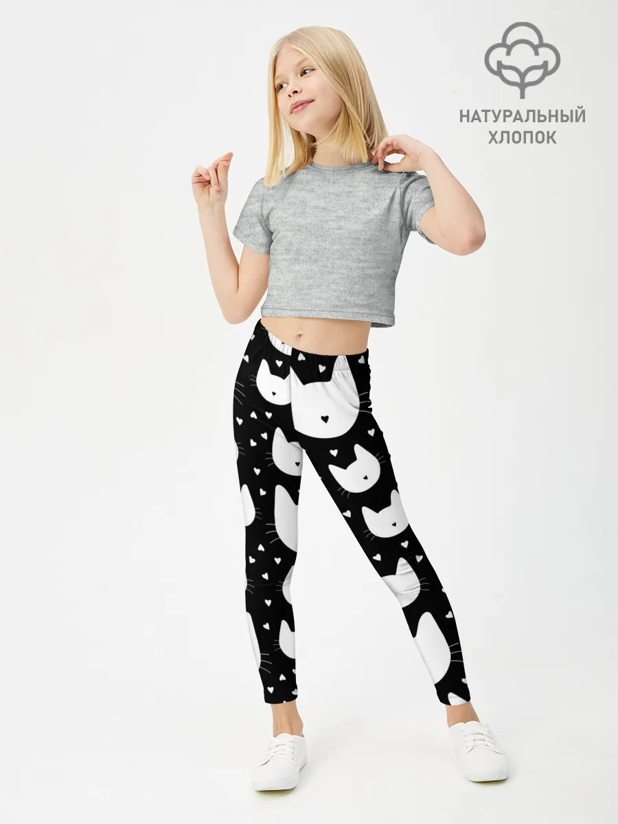 Леггинсы для девочки / Love Cats Pattern