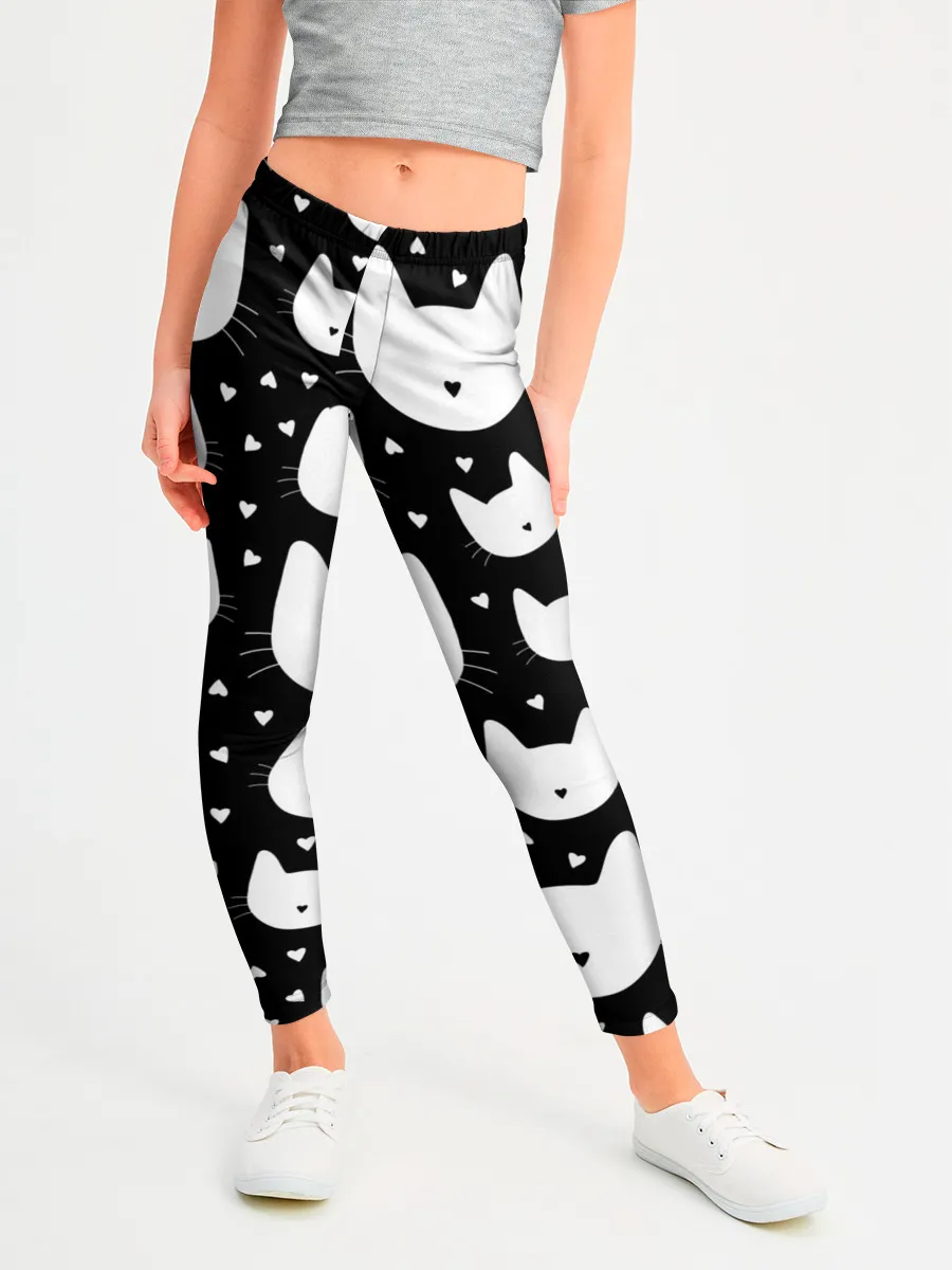 Леггинсы для девочки / Love Cats Pattern