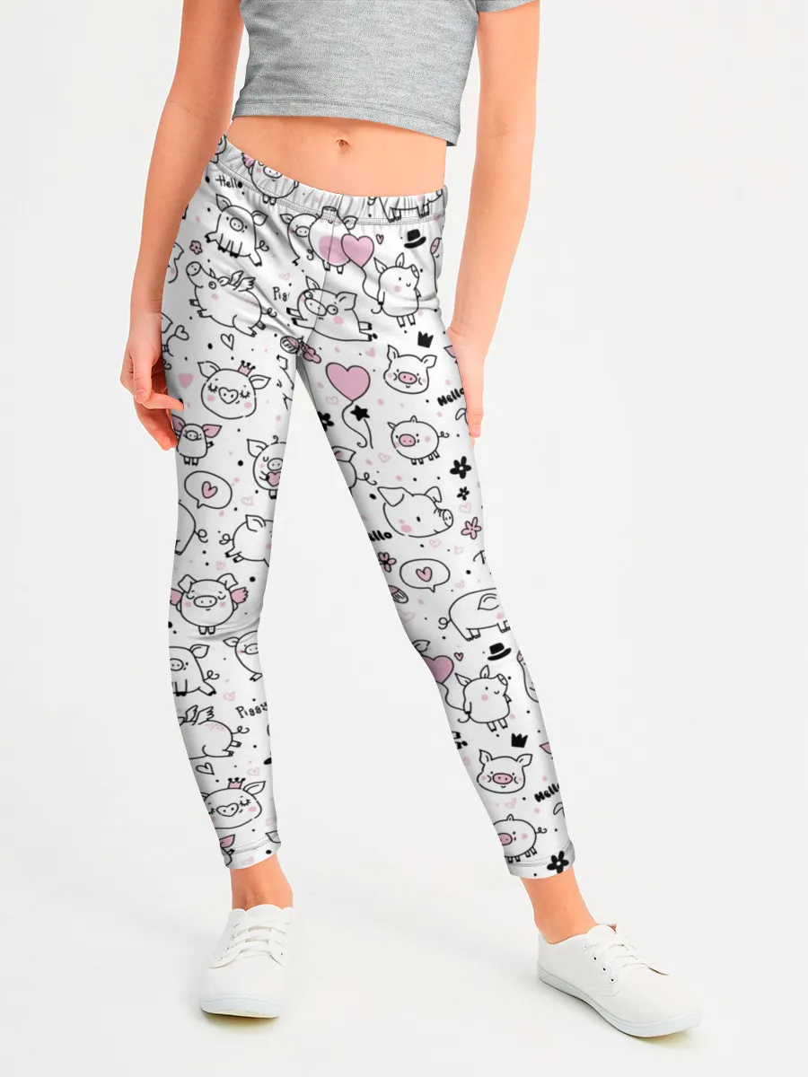 Леггинсы для девочки / Новогодние поросята