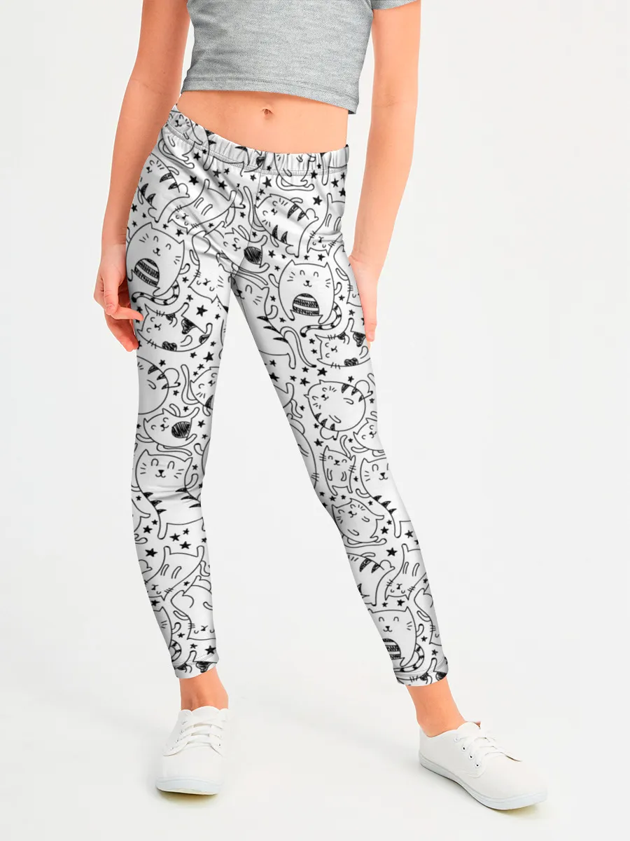 Леггинсы для девочки / котики и кошки