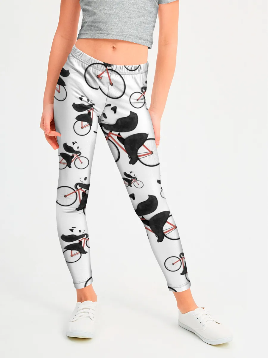 Леггинсы для девочки / Панды На Велосипеде
