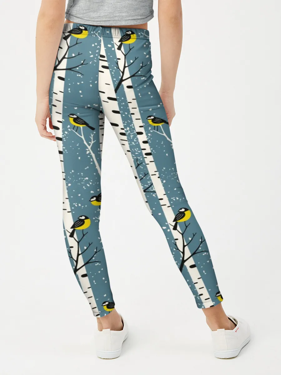 Леггинсы для девочки / Синички на берёзах