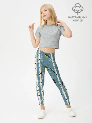 Леггинсы для девочки / Синички на берёзах