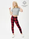 Леггинсы для девочки / Красный паттерн крупная клетка