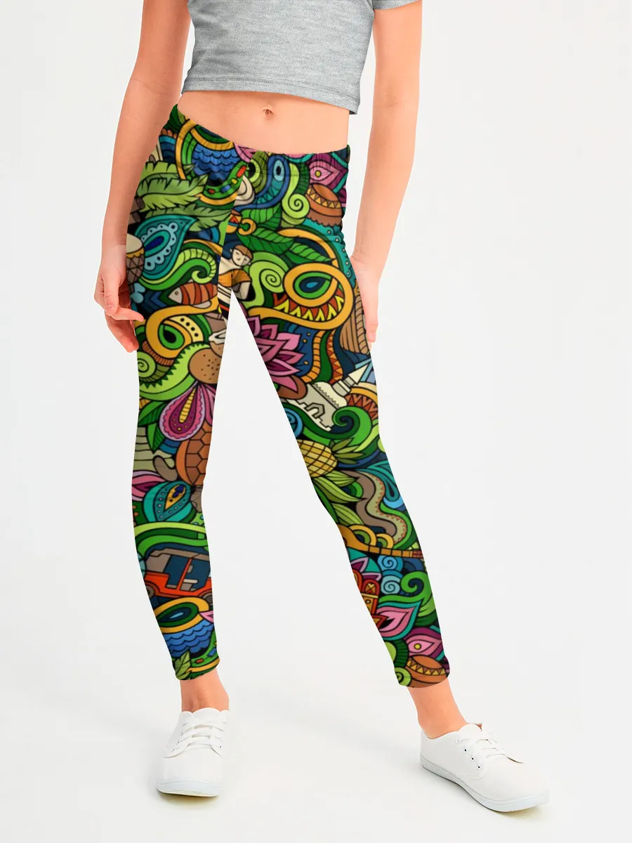 Леггинсы для девочки / Тибетский коллаж