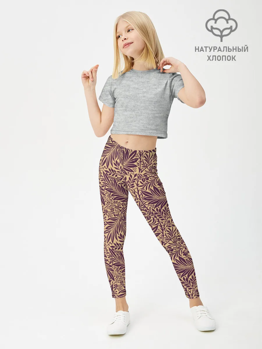 Леггинсы для девочки / Фиолетовые цветы