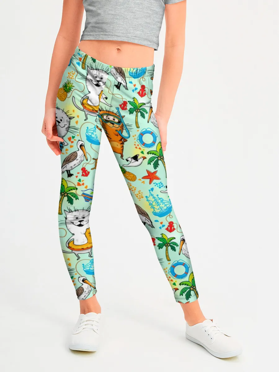 Леггинсы для девочки / Коты на отдыхе
