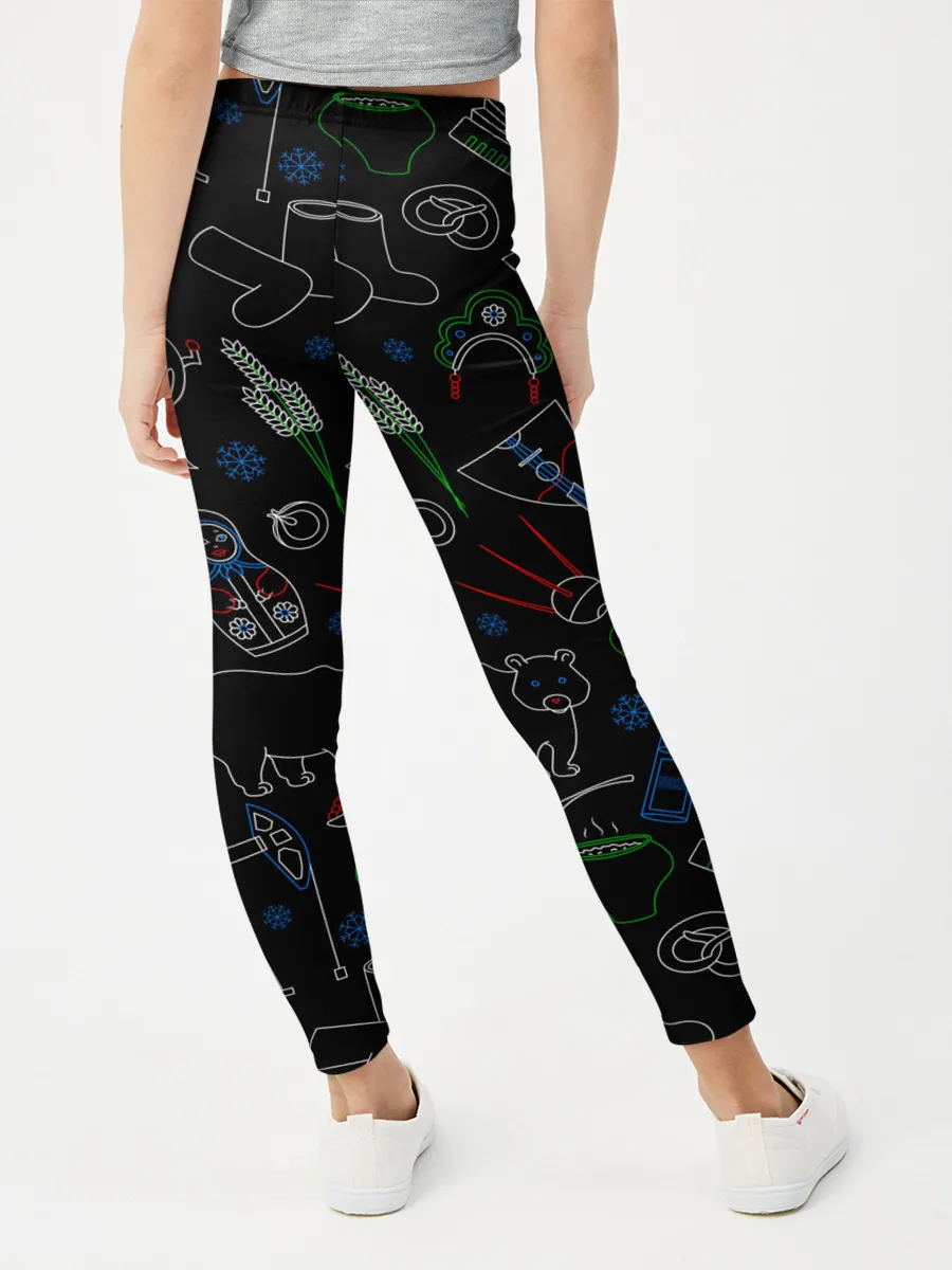 Леггинсы для девочки / Русский орнамент