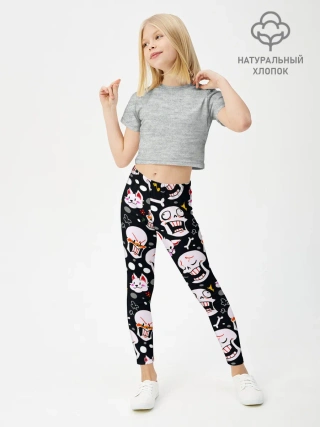Леггинсы для девочки / Черепа и Котики