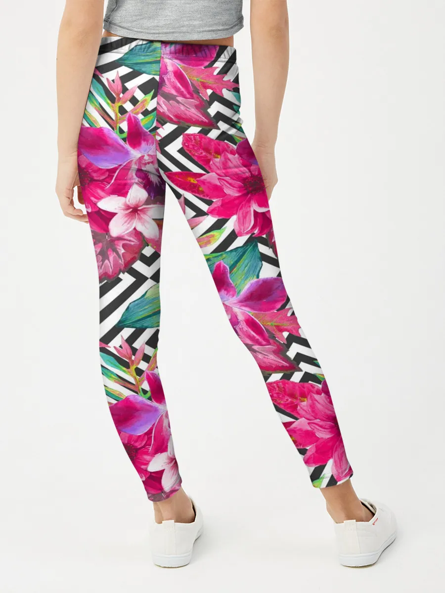 Леггинсы для девочки / Тропические цветы