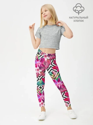 Леггинсы для девочки / Тропические цветы