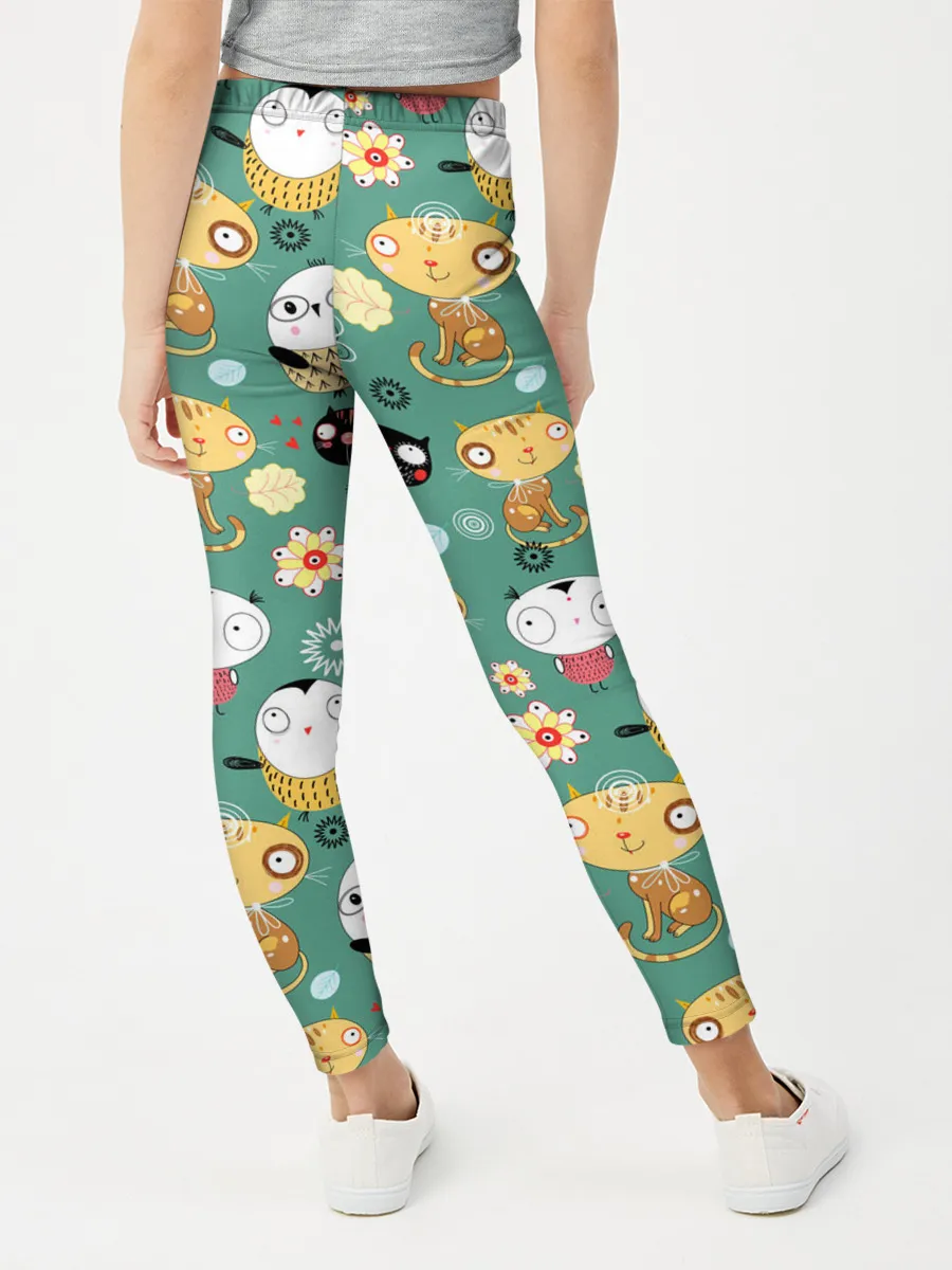 Леггинсы для девочки / Совы и котики
