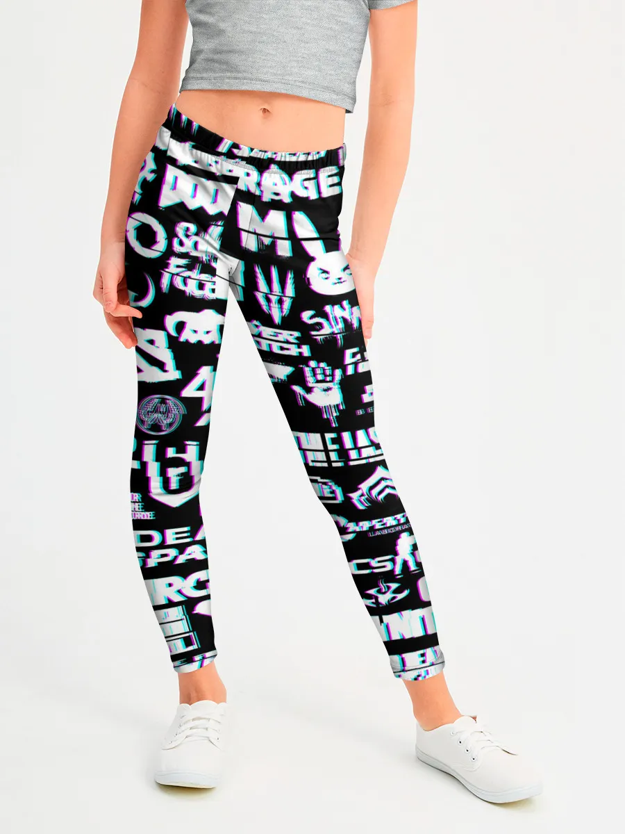 Леггинсы для девочки / ЛОГОТИПЫ ИГР GLITCH | ГЛИТЧ