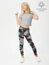 Леггинсы для девочки / Серый камуфляж
