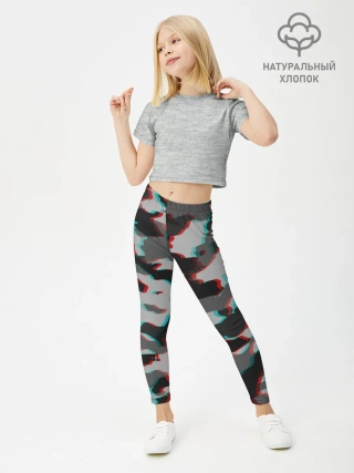 Леггинсы для девочки / Серый камуфляж