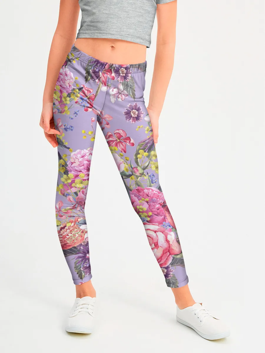 Леггинсы для девочки / Лилии и розы