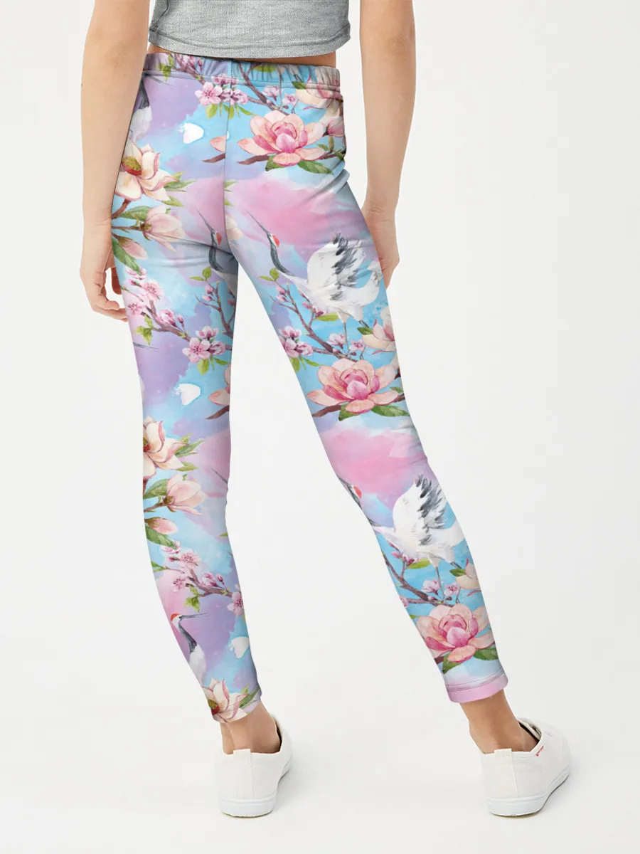 Леггинсы для девочки / Узор с журавлями