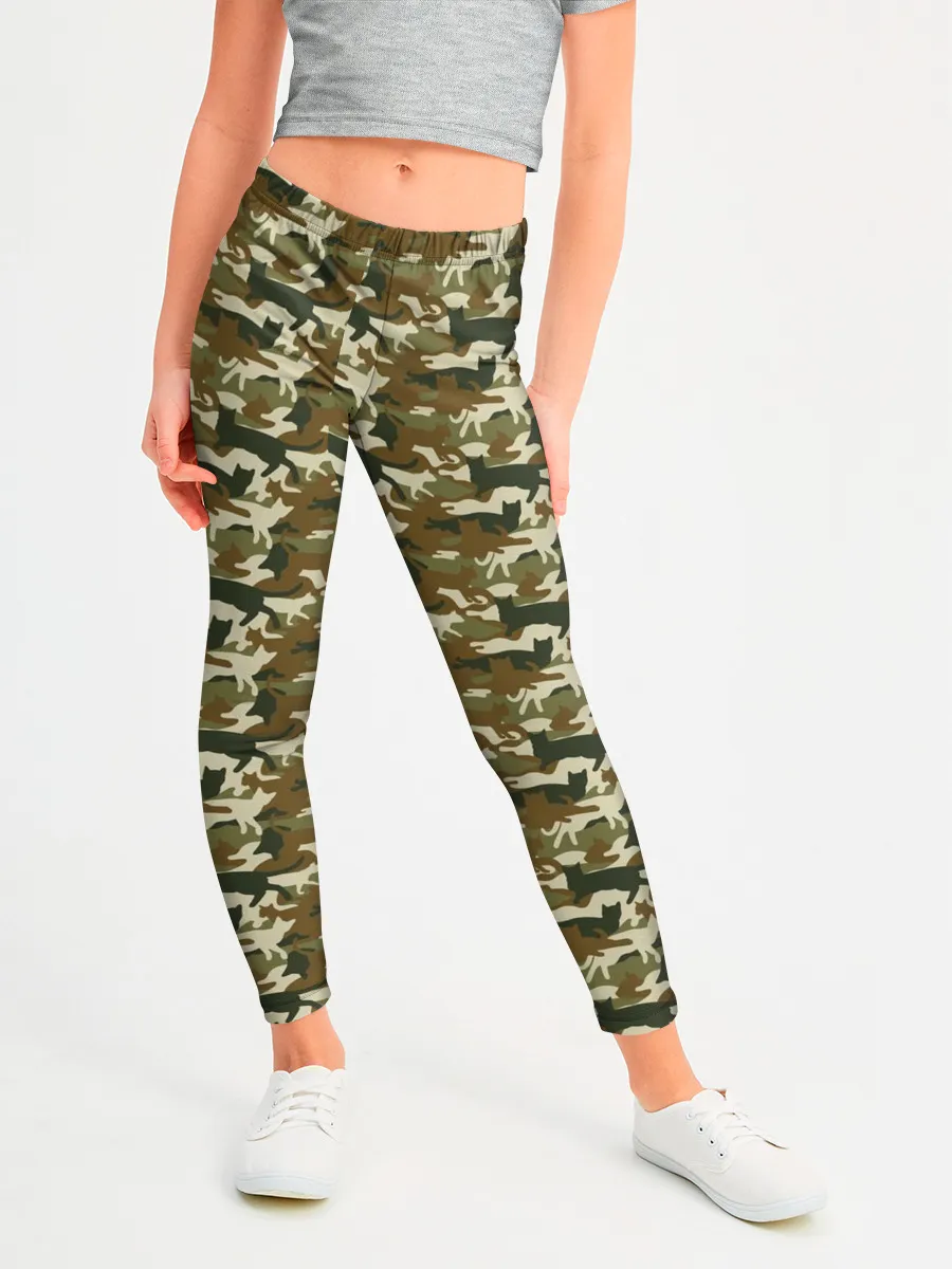 Леггинсы для девочки / Камуфляж Коты