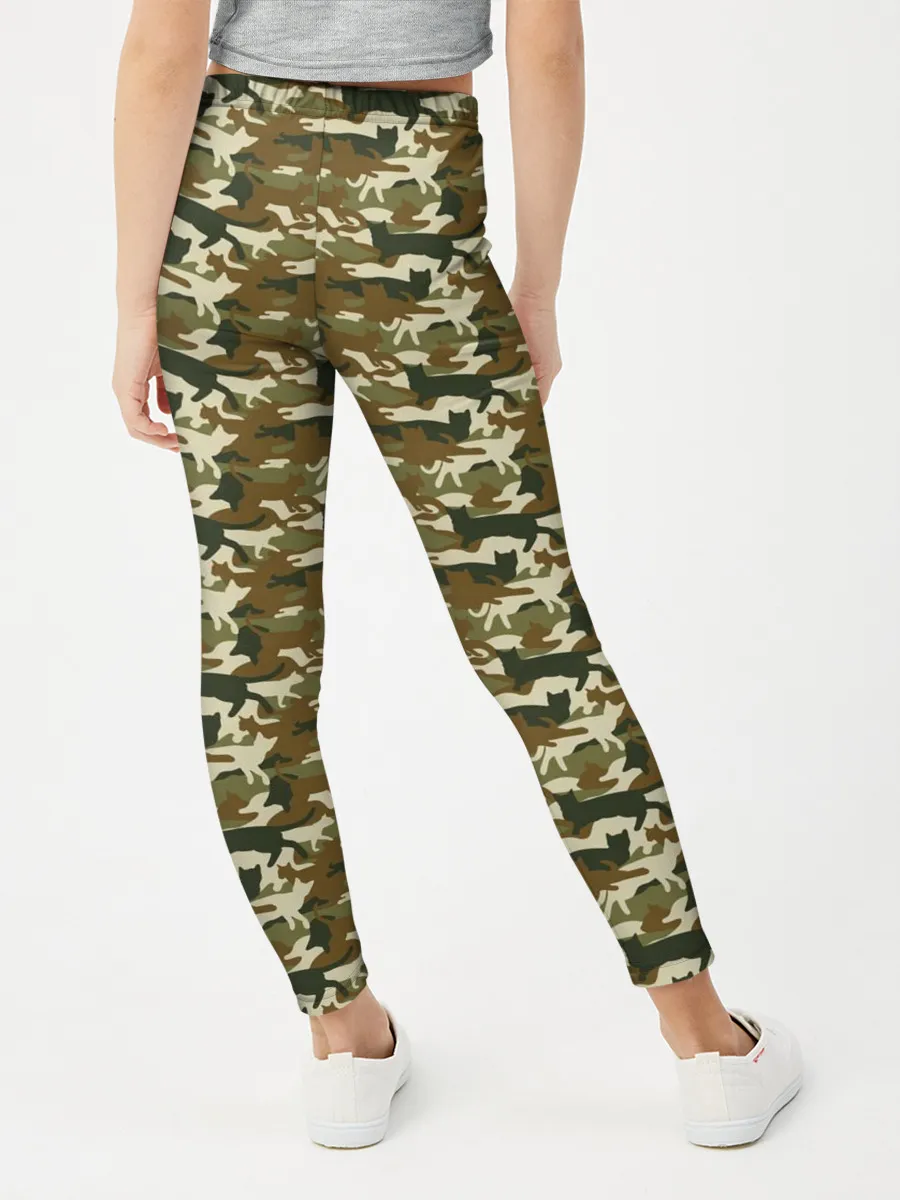 Леггинсы для девочки / Камуфляж Коты