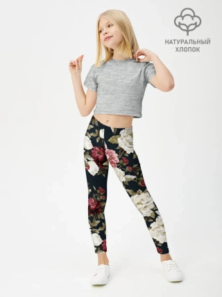 Леггинсы для девочки / Акварель, розы