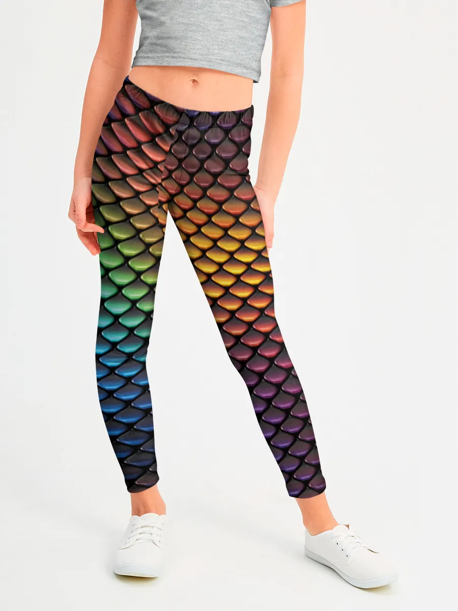 Леггинсы для девочки / Радужная чешуя