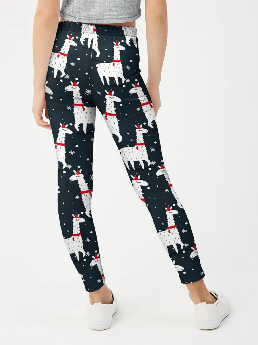 Леггинсы для девочки / Новогодние ламы