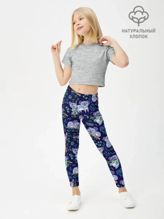 Леггинсы для девочки / Фиолетовые коалы