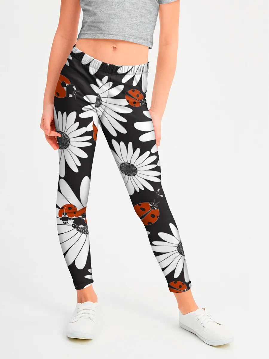 Леггинсы для девочки / Божьи коровки на ромашках
