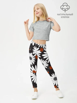 Леггинсы для девочки / Божьи коровки на ромашках