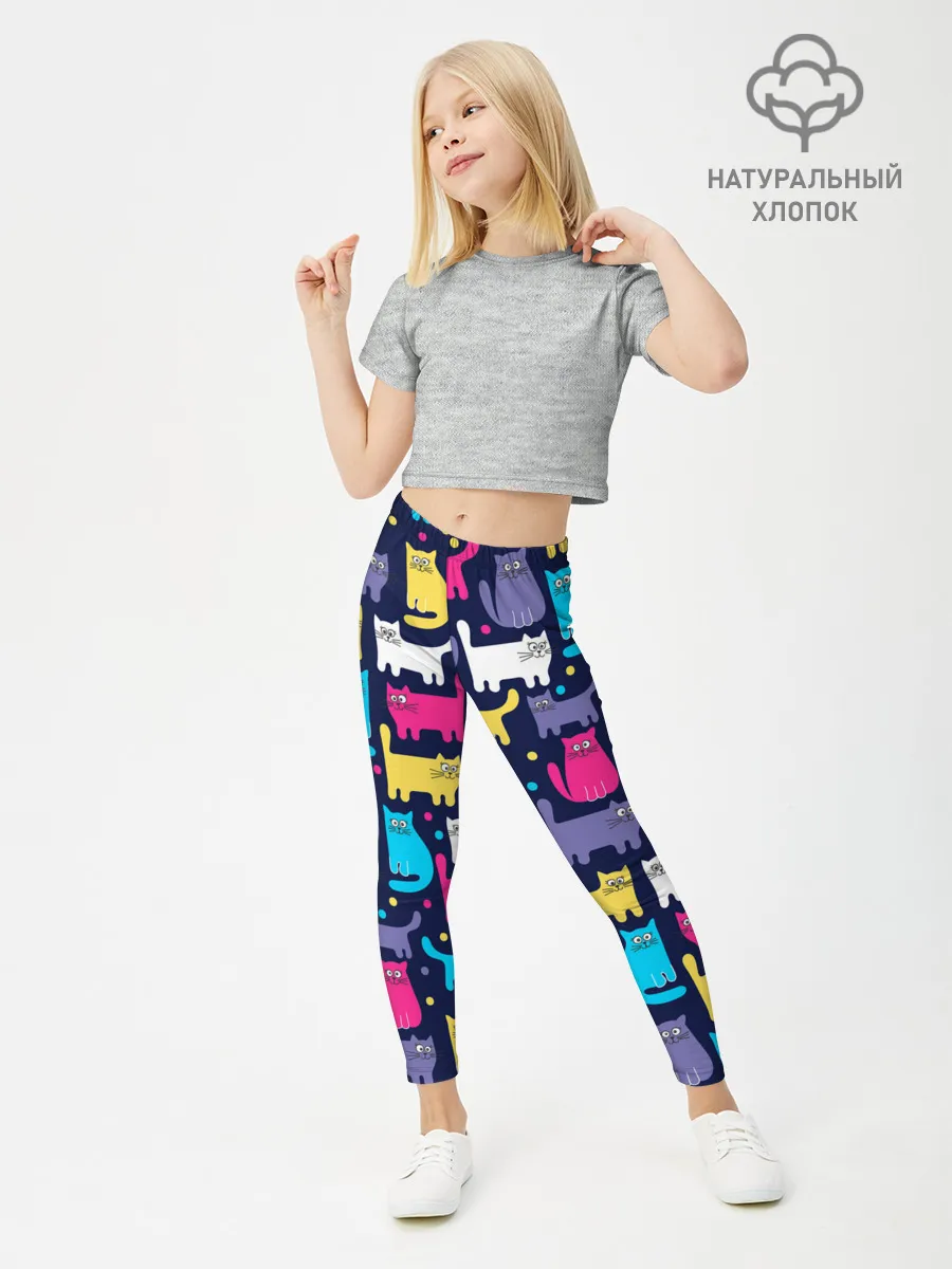 Леггинсы для девочки / Разноцветные котики
