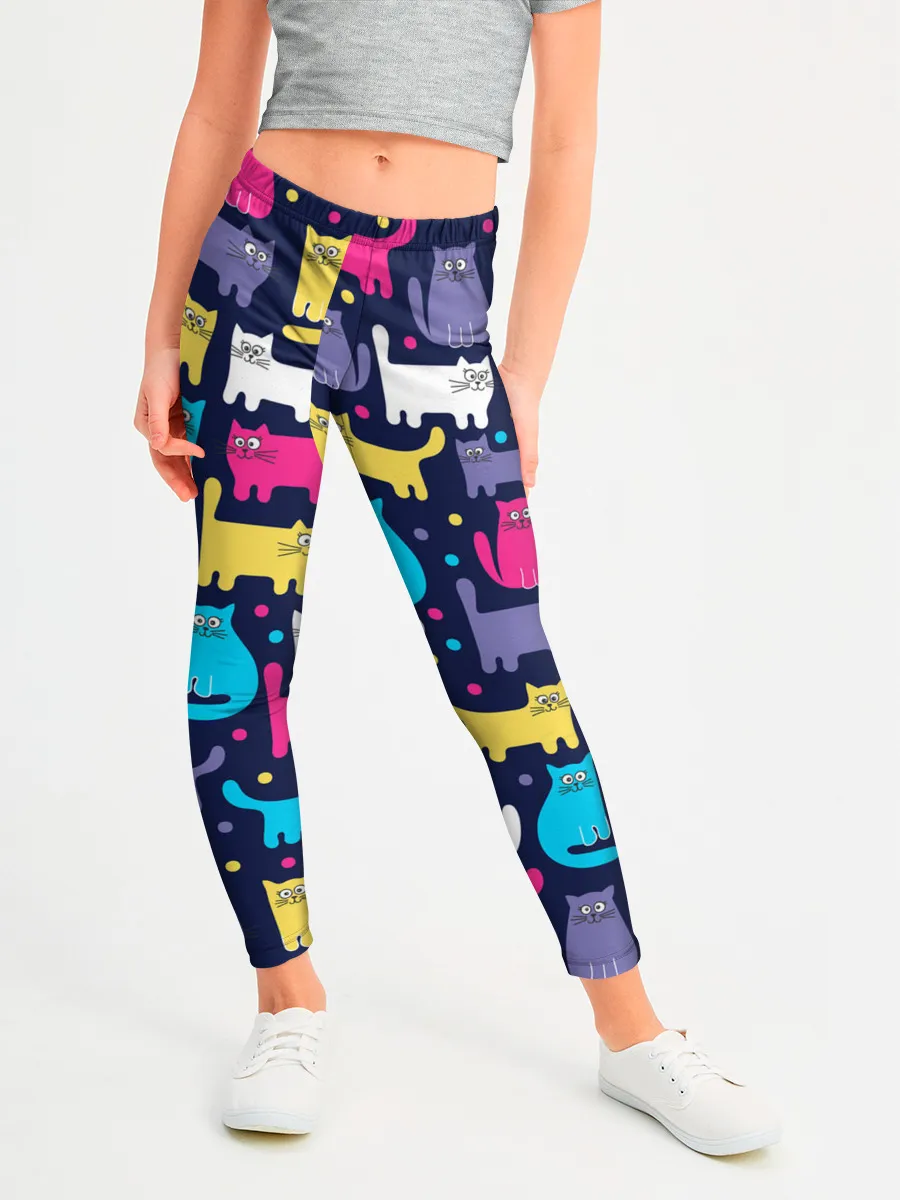 Леггинсы для девочки / Разноцветные котики