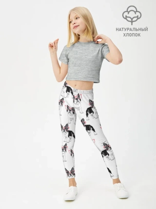 Леггинсы для девочки / Французские бульдоги в очках