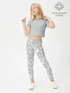 Леггинсы для девочки / Белые цветы