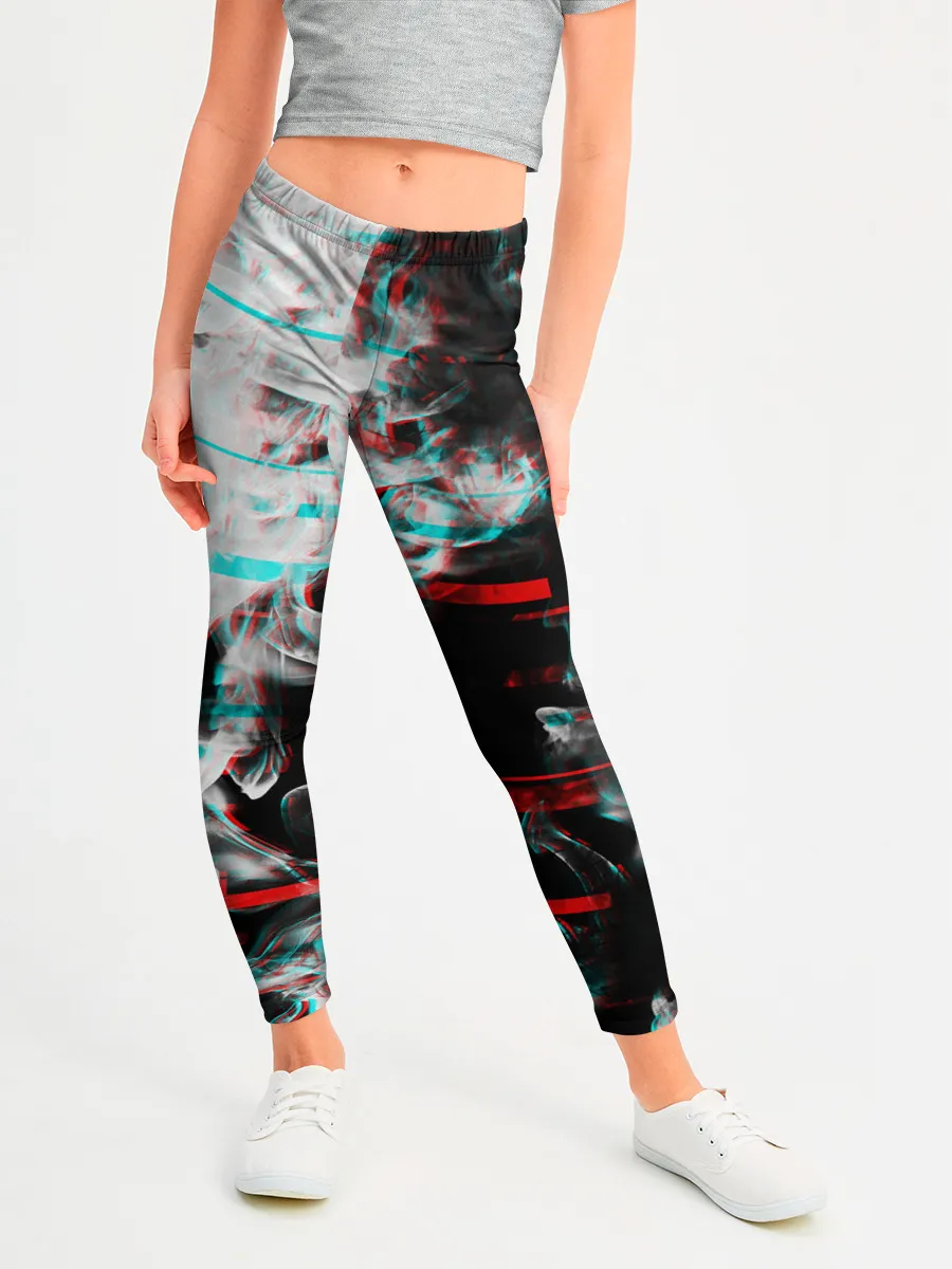 Леггинсы для девочки / White flame glitch