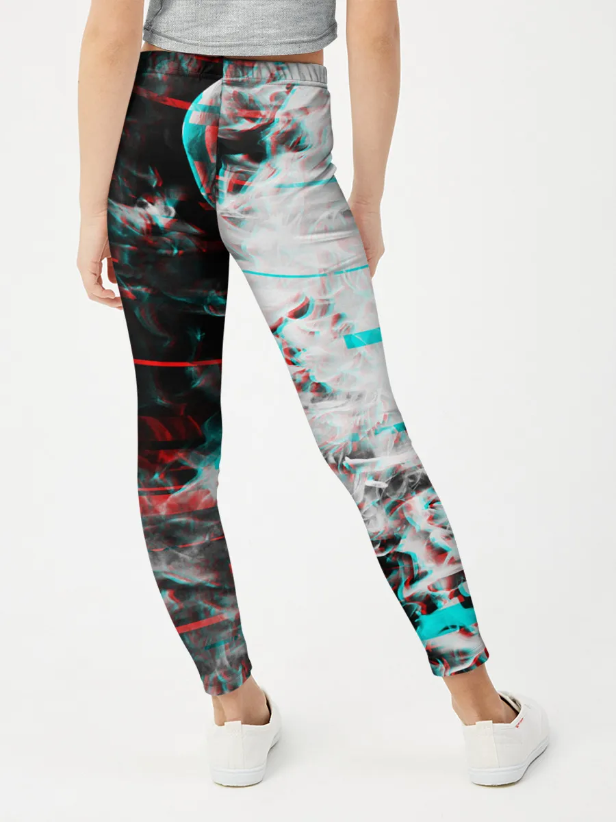 Леггинсы для девочки / White flame glitch