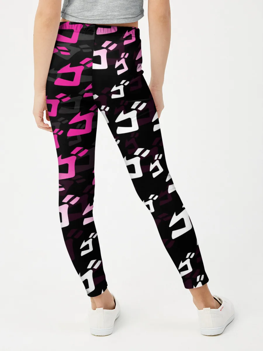 Леггинсы для девочки / Розовобелый паттерн джоджо