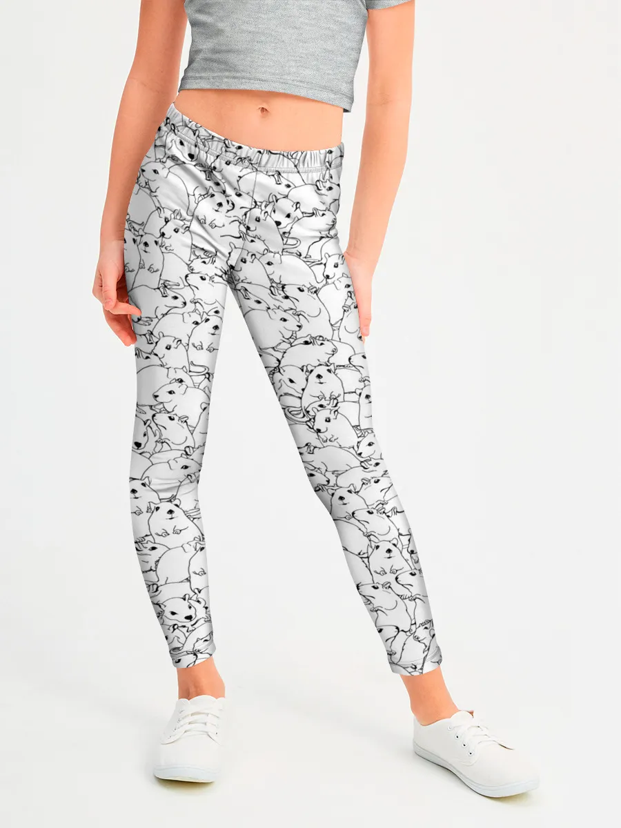 Леггинсы для девочки / Белые мыши