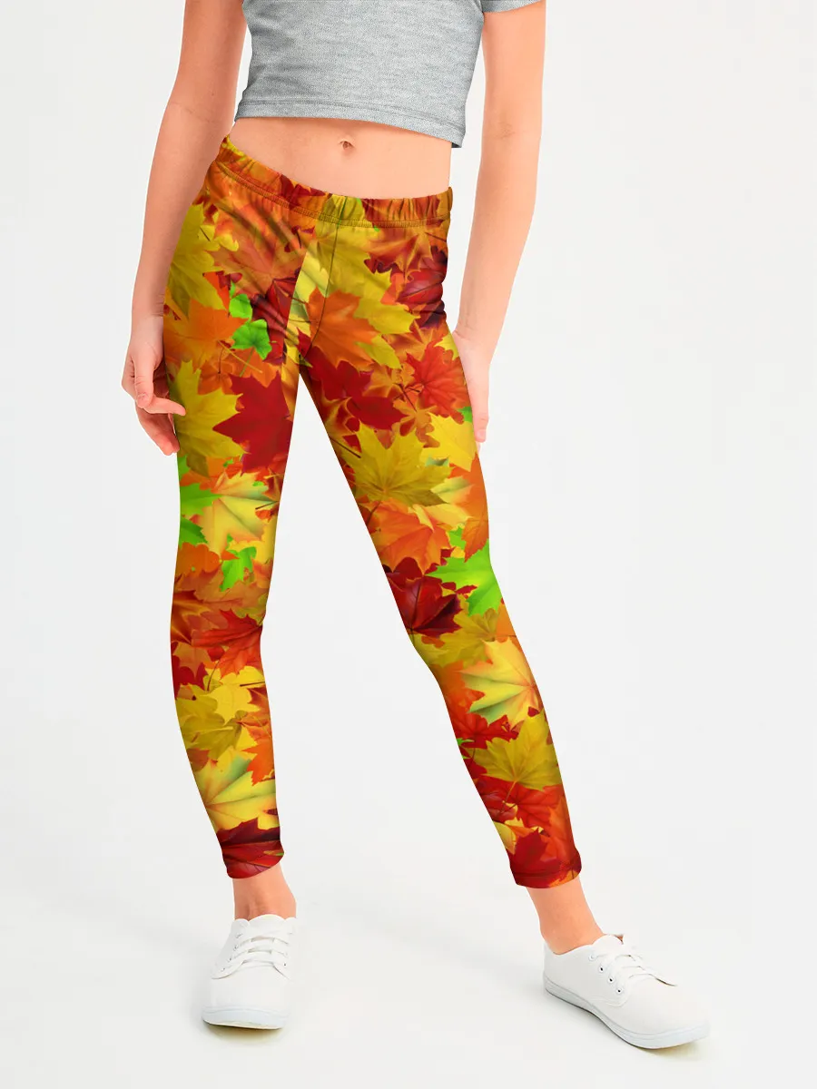 Леггинсы для девочки / Кленовые листья